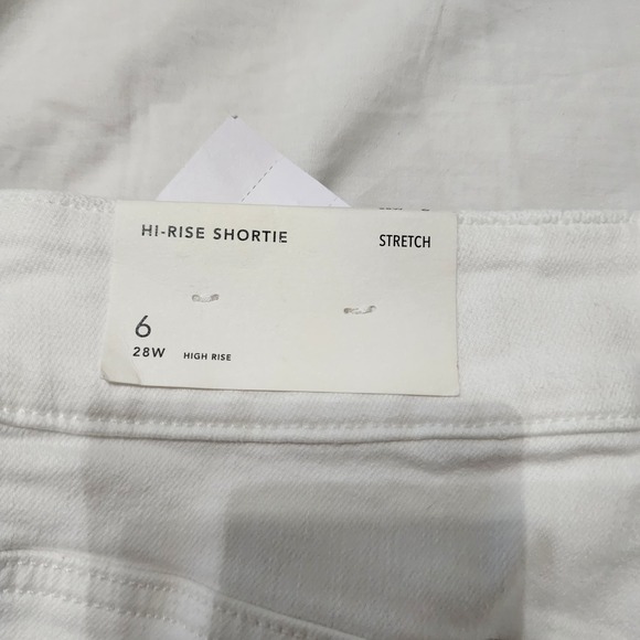 American Eagle Super Hi-Rise Shortie White Denim Shorts 6 Stretch Distressed New - Picture 6 of 8